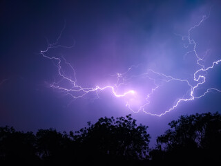 lightning in the night sky, amazing thunderbolts in dark night