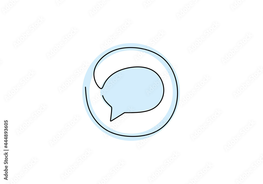 Poster continuous line drawing of message icon. speech bubbles isolated on white background for mobile app 
