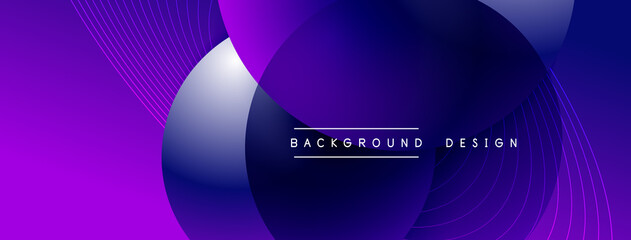 Gradient circles with shadows. Vector techno abstract background. Modern overlapping forms wallpaper background, design template