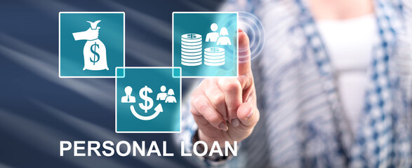 Woman touching a personal loan concept