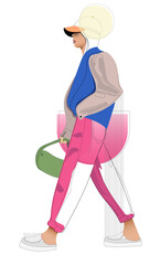 Vector fasion illustration girl in cap