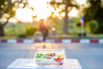 Rice with shrimp paste, natural light in the morning