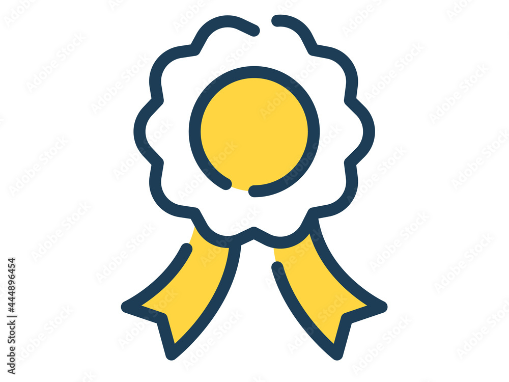 Aufkleber ribbon badge prize single isolated icon with dash or dashed line style