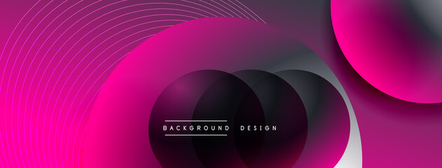 Gradient circles with shadows. Vector techno abstract background. Modern overlapping forms wallpaper background, design template