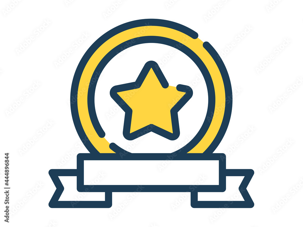 Poster winning label single isolated icon with dash or dashed line style