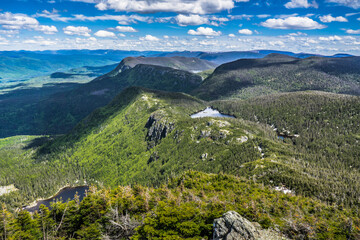 View from the top of "Pic de L'Aube" (Dawn Peak) on the Chic Choc mountains, the Gaspesie National Park in Quebec (Canada)