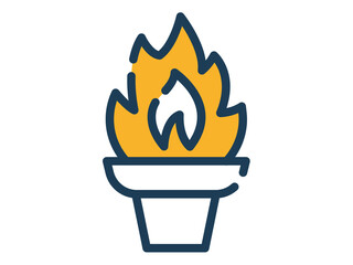 torch fire olympic single isolated icon with dash or dashed line style