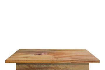 Empty wooden table top on vintage style for put object or product, furniture for interior and exterior home decoration, isolated on white background