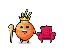 Mascot cartoon of carrot as a king