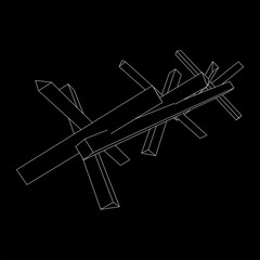 Hedgehog antitank defence. Wireframe low poly mesh vector illustration.