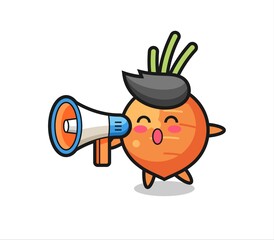 carrot character illustration holding a megaphone