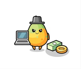 Mascot Illustration of papaya as a hacker
