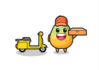 Character Illustration of papaya as a pizza deliveryman