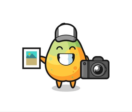 Character Illustration of papaya as a photographer