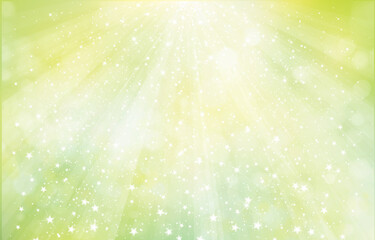 Vector green, sparkling background with rays, lights and stars. Green abstract background. - 444899009