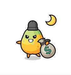 Illustration of papaya cartoon is stolen the money