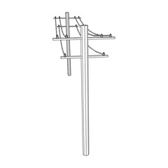 Power transmission high voltage pylon. Wireframe low poly mesh vector illustration.