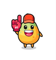 papaya illustration cartoon with number 1 fans glove