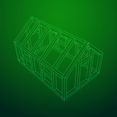 Greenhouse construction frame. Hothouse building object or framing house. Warm house Vector illustration. Glasshouse concept image