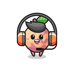 Cartoon mascot of pluot fruit as a customer service