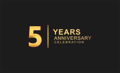 Fototapeta na wymiar 5th years anniversary celebration design with golden color isolated on black background for celebration event