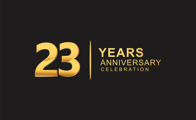 23rd years anniversary celebration design with golden color isolated on black background for celebration event