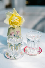 water in traditional glass