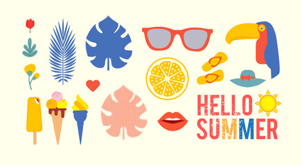 Hello, summer! Vintage season collection for holiday, relax and vacation.