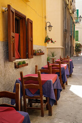 one of the narrow, picturesque street in Tropea, Calabria, Italy