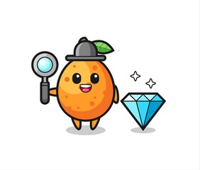 Illustration of kumquat character with a diamond
