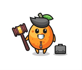 Illustration of kumquat mascot as a lawyer