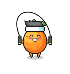 kumquat character cartoon with skipping rope