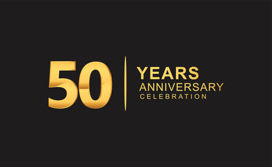 50th years anniversary celebration design with golden color isolated on black background for celebration event