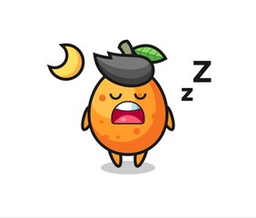 kumquat character illustration sleeping at night