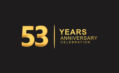 53rd years anniversary celebration design with golden color isolated on black background for celebration event