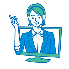 画面から飛び出すコールセンタースタッフ