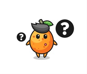 Cartoon Illustration of kumquat with the question mark
