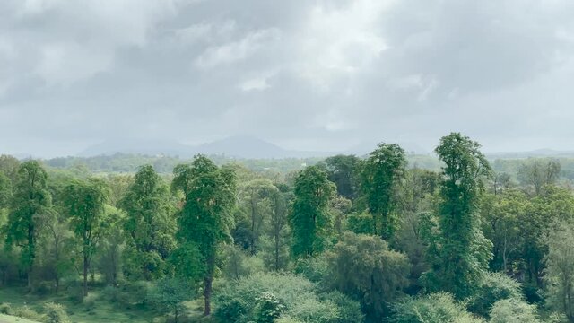 Lush Green Forest At The Meadow In The Town Of Trimbakeshwar In Trimbak City, India. aerial