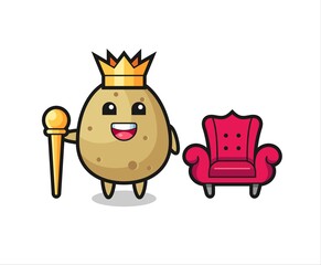 Mascot cartoon of potato as a king