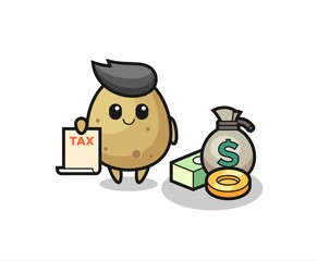 Character cartoon of potato as a accountant