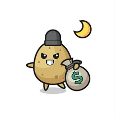Illustration of potato cartoon is stolen the money