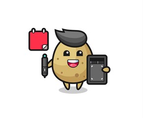 Illustration of potato mascot as a graphic designer