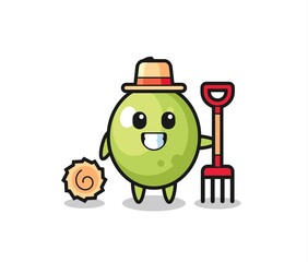 Mascot character of olive as a farmer