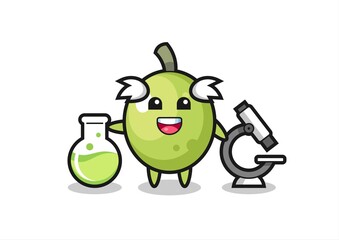 Mascot character of olive as a scientist