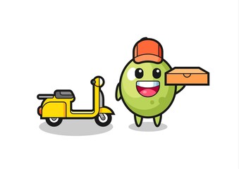 Character Illustration of olive as a pizza deliveryman