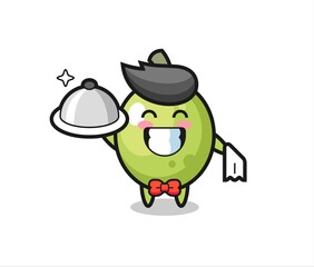 Character mascot of olive as a waiters