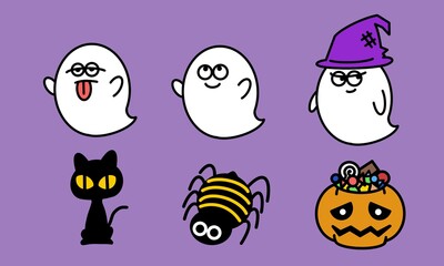 シンプルで可愛いハロウィンアイコンセット Simple halloween icon set