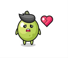 olive cartoon illustration is broken heart