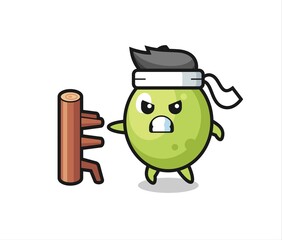 olive cartoon illustration as a karate fighter