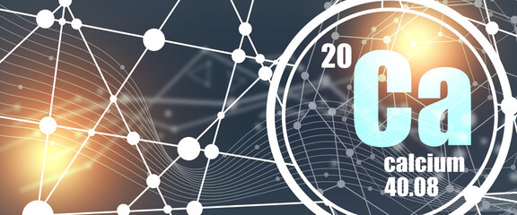 Sign of calcium chemical element with atomic number and atomic weight.